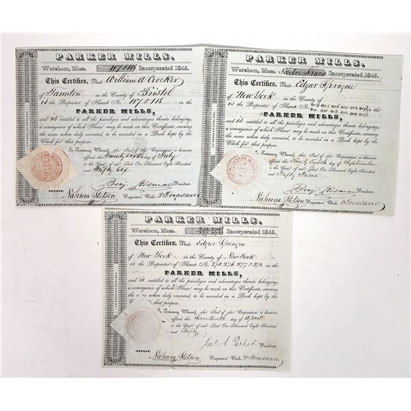 Parker Mills Stocks, 3, 1850-56 [192788]