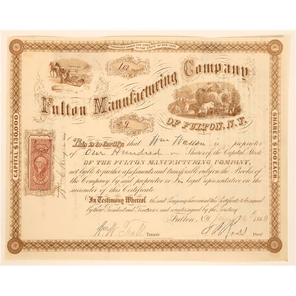 Fulton Manufacturing Stock, 1868 [191084]