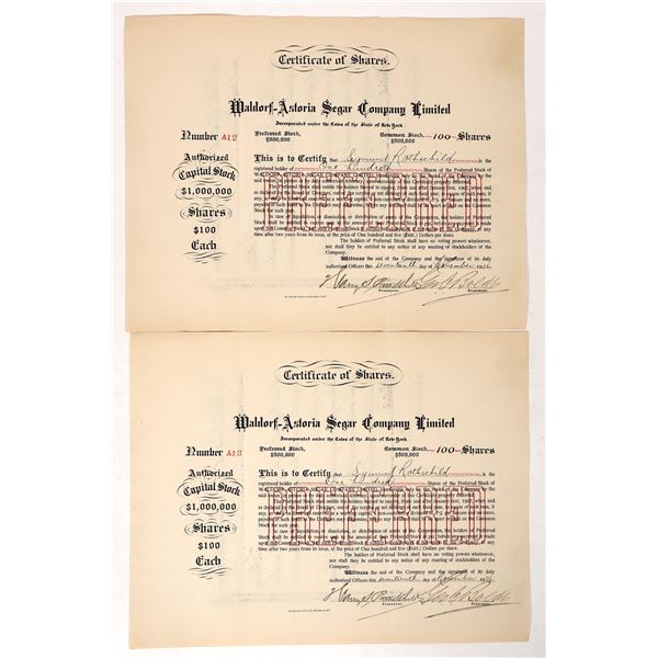 Waldorf-Astoria Segar Stock Pair, 1906 [192777]