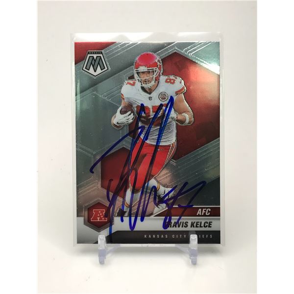 2021 TRAVIS KELCE SIGNED PANINI MOSAIC CARD NO. 240