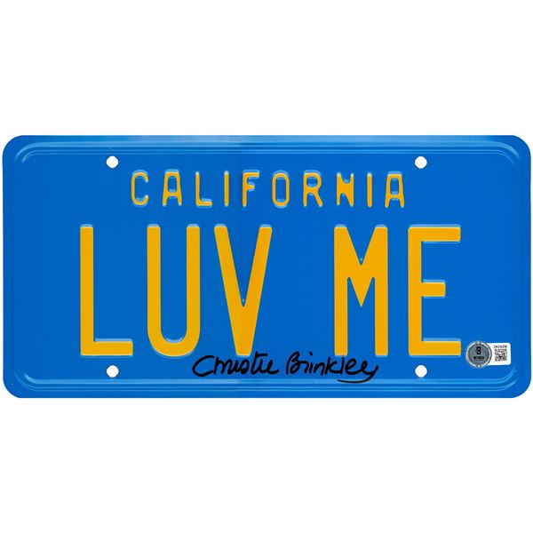 CHRISTIE BRINKLEY SIGNED "LUV ME" CALIFORNIA LICENSE PLATE (BECKETT COA)