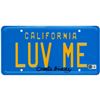 Image 1 : CHRISTIE BRINKLEY SIGNED "LUV ME" CALIFORNIA LICENSE PLATE (BECKETT COA)