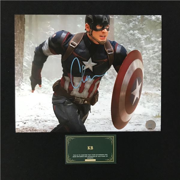 CHRIS EVANS SIGNED  CAPTAIN AMERICA  8X10 PHOTO (KB AUTHENTICS COA)