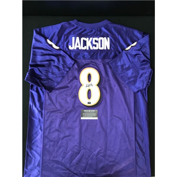 LAMAR JACKSON SIGNED JERSEY WORLD AUTOS COA