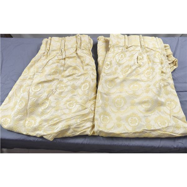 Pair of Extra Wide Yellow Gold Brocade Panels