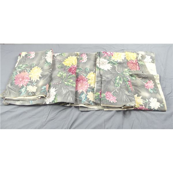 Lot of 5 Vintage Barkcloth Curtains Panels