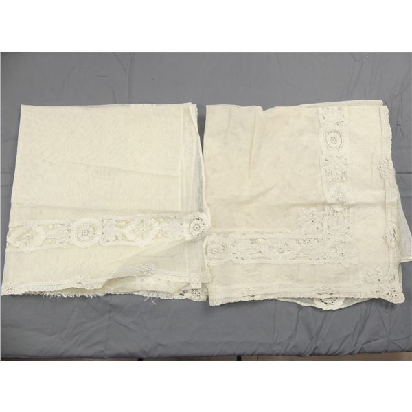 Pair of Vintage Tambor Lace Curtain Panels