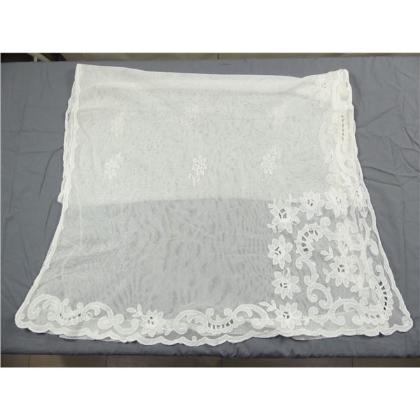 Vintage White Net Lace Curtain Panel