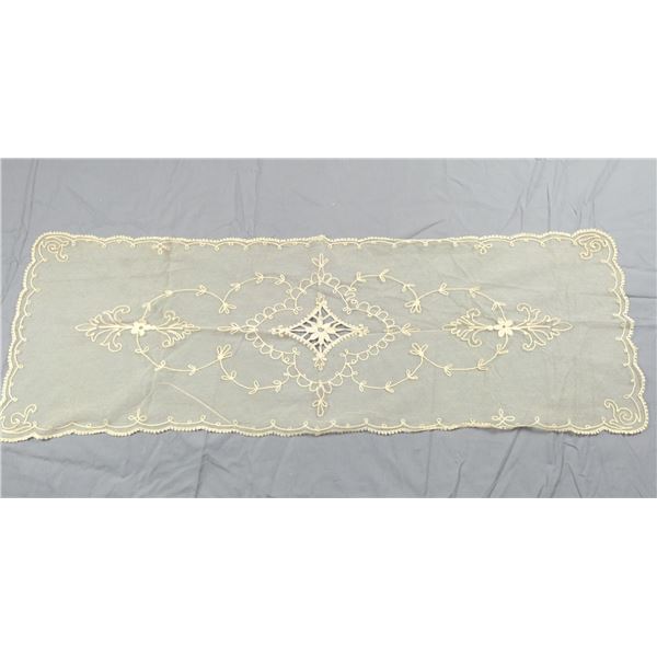 Vintage Net Tambour Lace Runner