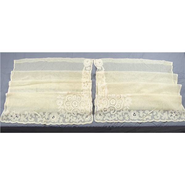 Pair of Vintage Net Tambour Lace Curtain Panels