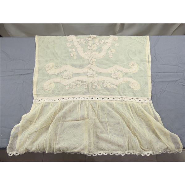 Vintage Pair of Net Applique Layover Shams or Valances