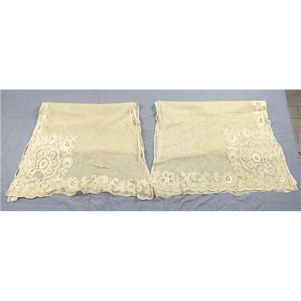 Pair of Vintage Swiss Tambour Lace Curtain Panels