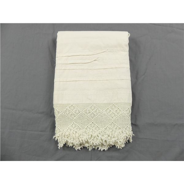 Vintage Layover Cotton Sheet Sham or Valance with Crochet Trim