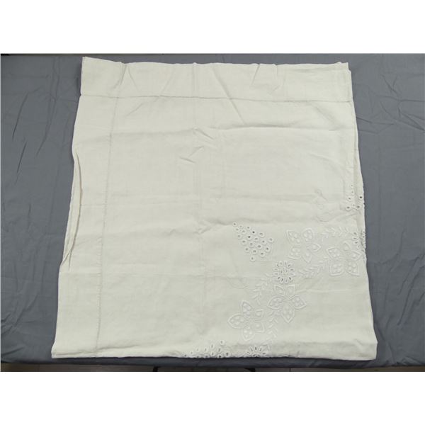 Vintage Cream French Linen Tea Cloth/Table Topper with Embroidery