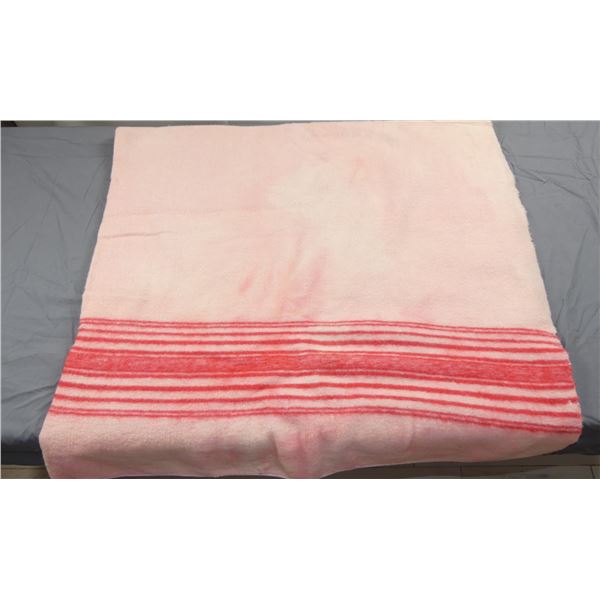 Vintage Wool Blanket Pink Striped