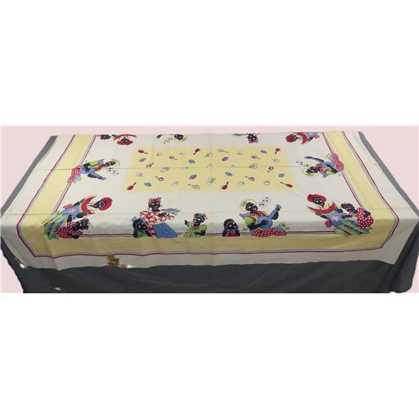 Old Store Stock Vintage Sultan Black Memorabilia Printed Kitchen Tablecloth