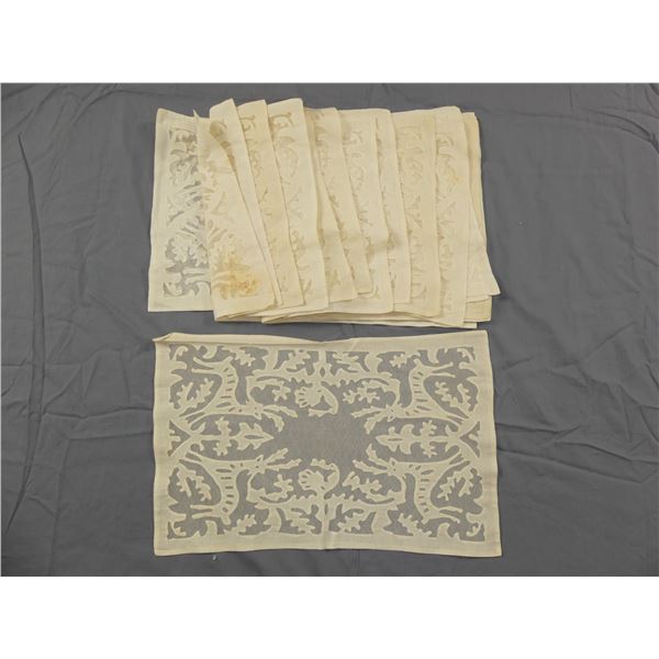 Lot of 12 Net Applique Placemats, From Rockefeller Estate, Bar Harbor