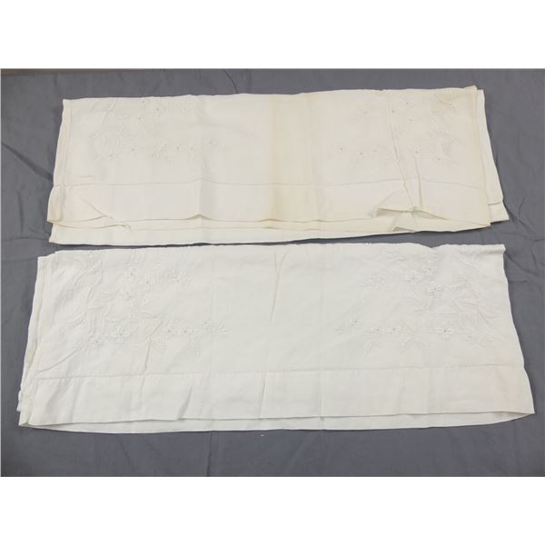 Pair of Fancy Linen Pillowcases with Embroidery