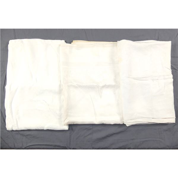 Lot of 3 Vintage Damask White Tablecloths