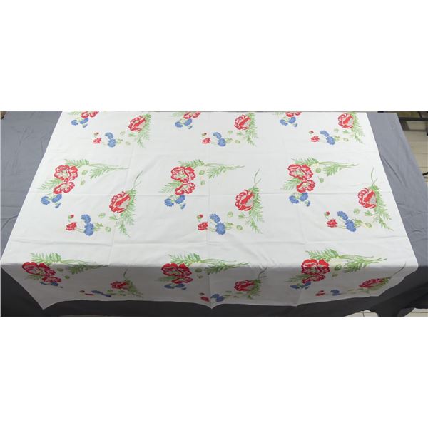 Vintage Printed Cotton Wilendur Floral Kitchen Tablecloth