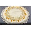 Image 1 : Vintage Arts & Crafts Era Embroidered Acorn Round Table Topper with Crochet Trim
