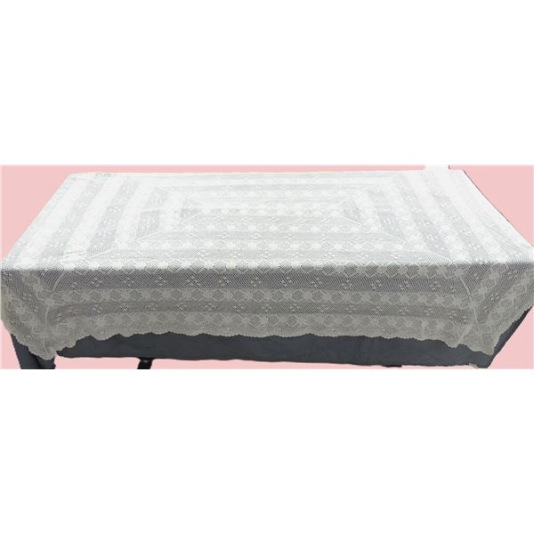 Vintage Hand Crocheted Tablecloth, Floral Pattern