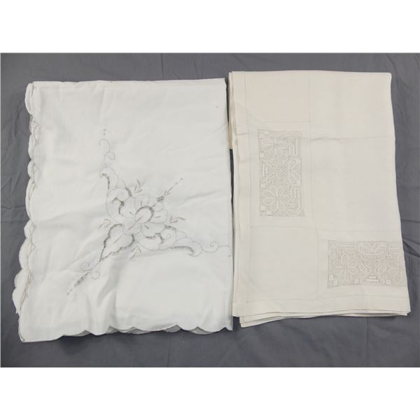 Lot of 2 Vintage Linen Tablecloths