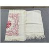 Image 1 : Vintage Fringe Towel & Embroidered Red work Square Topper/Sham