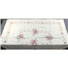 Image 1 : Vintage Hand Embroidered Cross Stitch Tablecloth with Roses