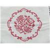 Image 4 : Vintage Linen Red Cross Stitch Block Tablecloth with Fine Crochet Trim