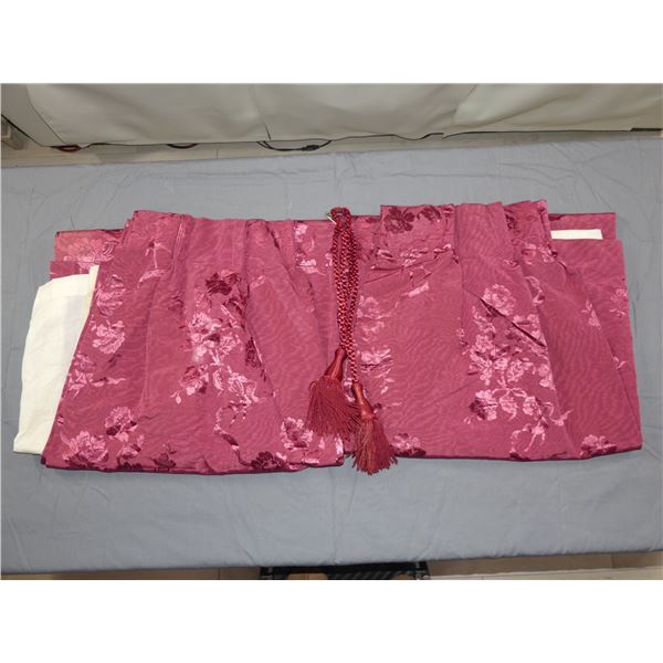 Pair of Vintage Burlington House Burgundy Red Panels with Tassel Tiebacks