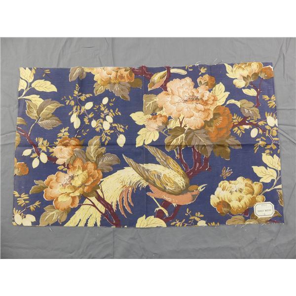 Antique 19th Century French Cotton/Linen Fabric Toile Metis Floral & Birds