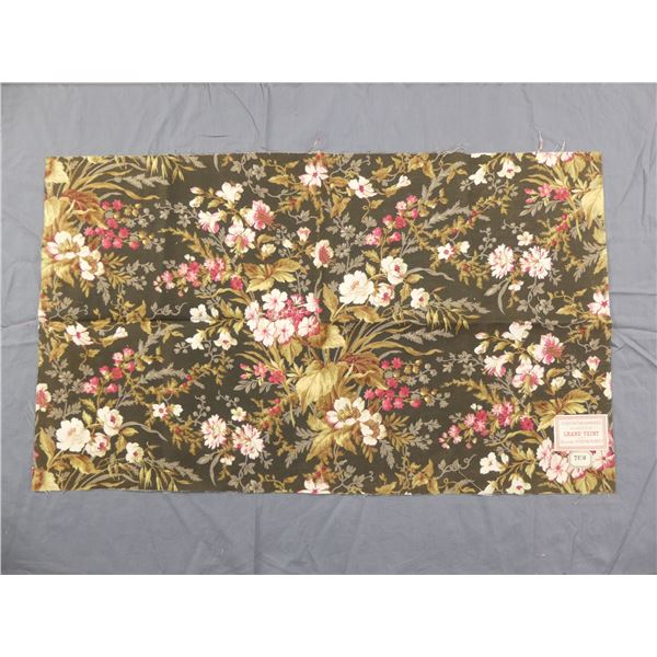 Antique 19th Century French Cotton/Linen Fabric Grand Teint Schuerer-Rott, Roses & Carnations