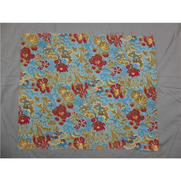 Antique 19th Century French Cotton/Linen Fabric, Blue Floral