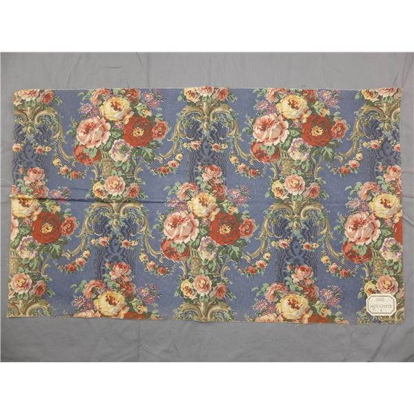 Antique 19th Century French Cotton/Linen Fabric Mouchete, Flowers & Urns