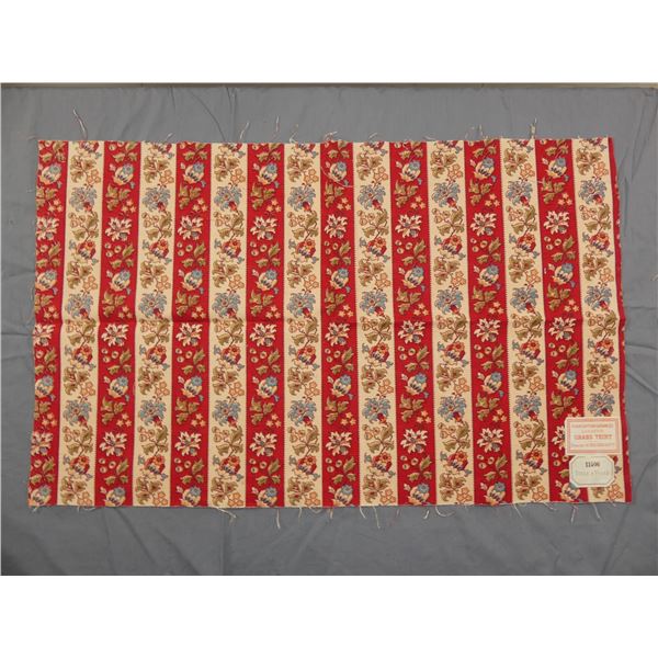 Antique 19th Century Grand Teint Schuerer-Rott Cotton Linen Fabric, Toile A Voile, Botanical Stripe