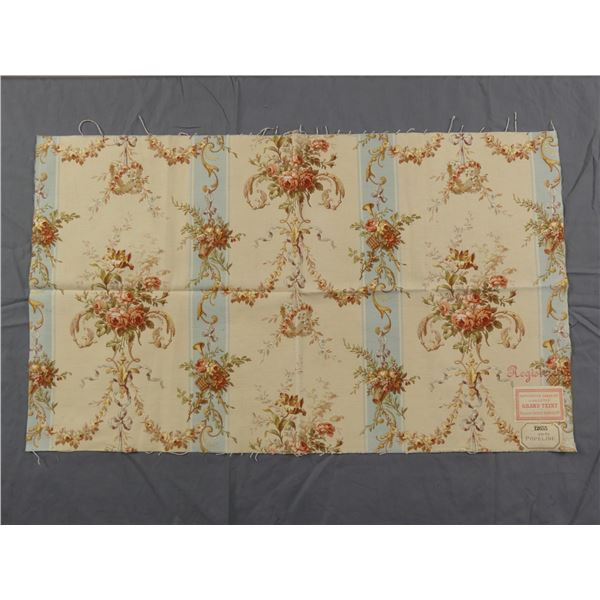 Antique 1891/92 French Fabric Grand Teint Schuerer-Rott, Wildflowers & Musical Instruments