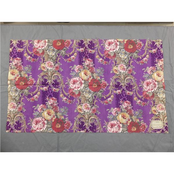 Antique 19th Century French Silk Satin Couverture Fabric, Flowers & Urns