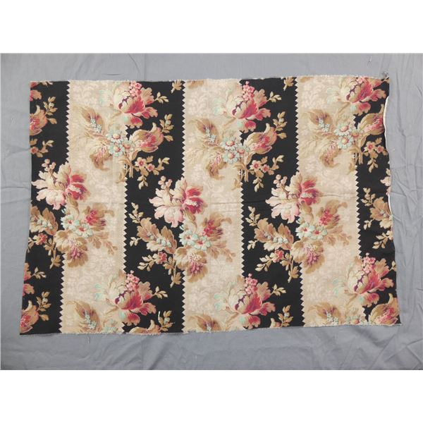 Antique 19th Century French Cotton/Linen Fabric with Peonies