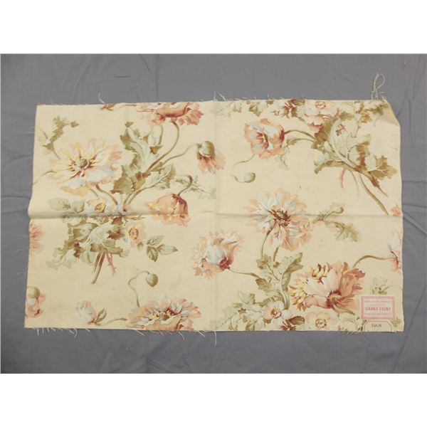 Antique 19th Century Cotton/Linen Fabric Grand Teint Scheurer-Lauth & Cie, Peonies & Roses