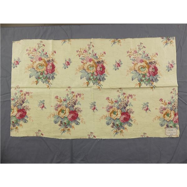 Antique 19th Century French Cotton Sateen Percale Fabric Percale de Perse, Roses & Daisies