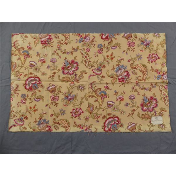 Antique 19th Century French Cotton Sateen Percale Fabric, Satin Couverture, Botanical