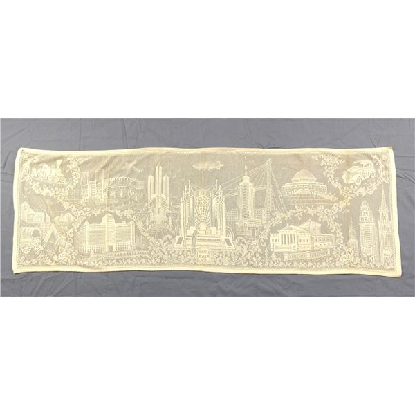 Vintage Worlds Fair Lace Table Runner