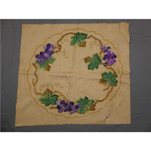 Victorian Hand Embroidered Round Pillow Front