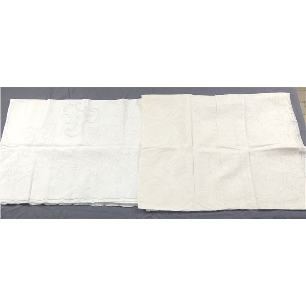 Lot of 2 Pulled Thread Tablecloths