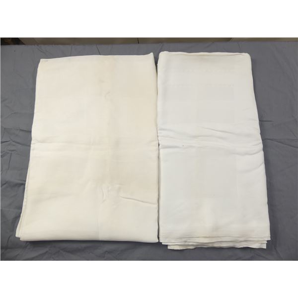 Lot of 2 Vintage Extra Large Damask Tablecloths
