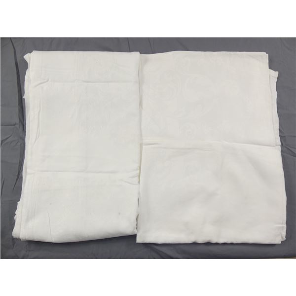 Lot of 2 Vintage Damask Tablecloths