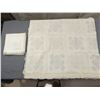 Image 3 : Beautiful Linen & Lace Army/Navy Embroidered Cut Work Tablecloth with 12 Napkins