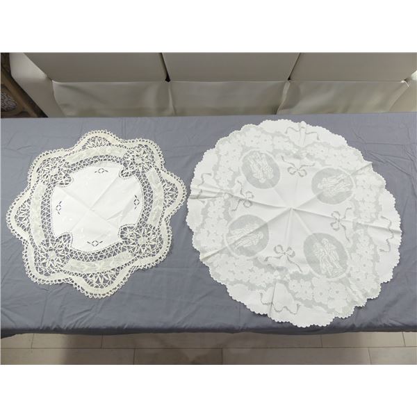 Lot of 2 Round Lace Dollies