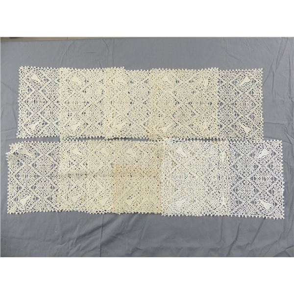 Lot of 9 Vintage Tape Lace Placemats with Figures
